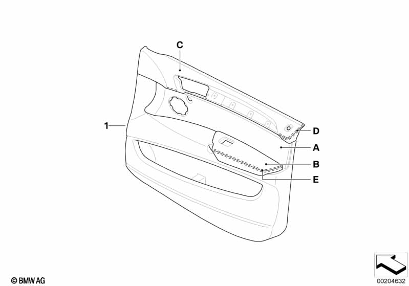 Indiv.front door trim panel,part.leather