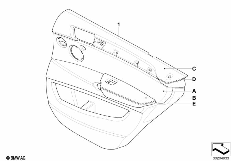 Indiv. rear door trim panel,part.leather