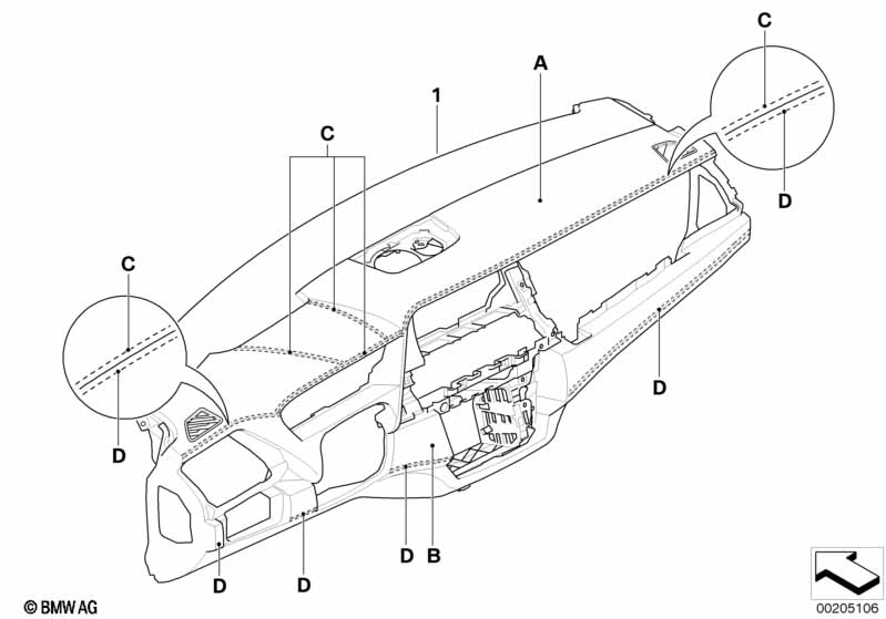 Individual instrument panel, leather