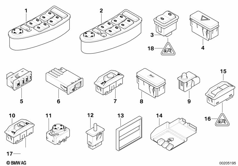 Genuine BMW 61318352281 E38 Central Locking System Switch (Inc. 750i, 730i & 735iL) | ML Performance UK Car Parts