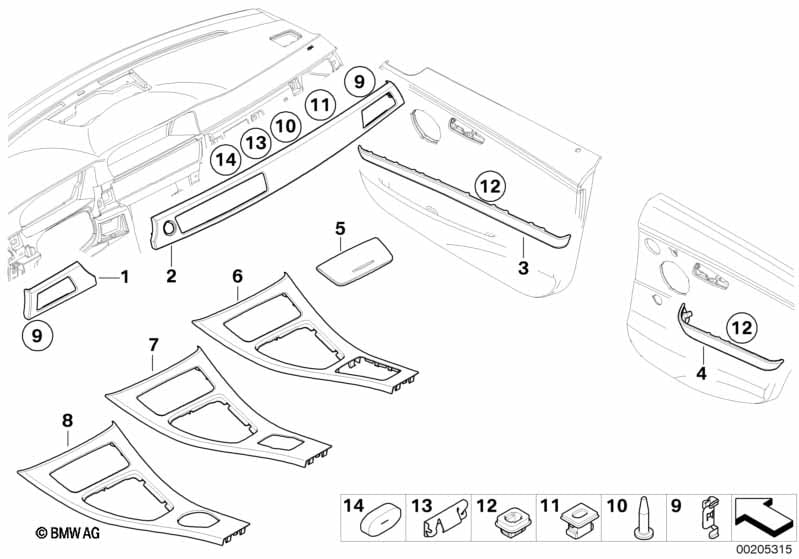 Interior trim finishers black high-gloss