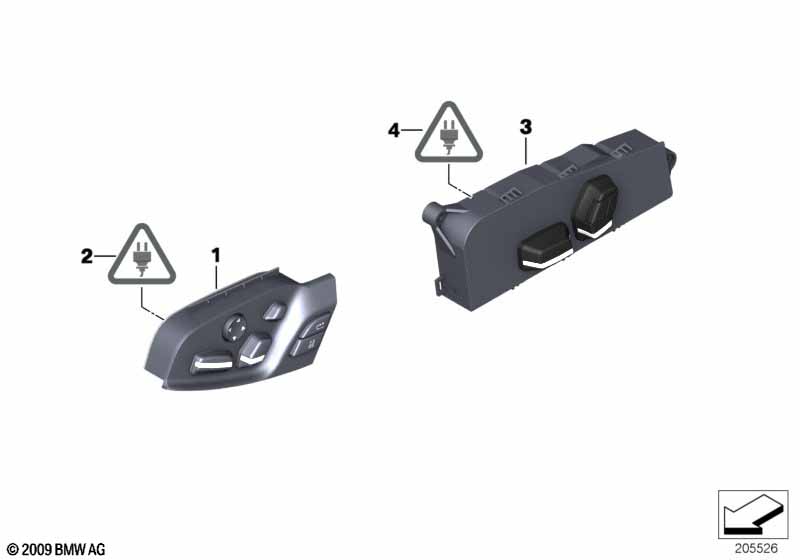 Seat adjustment switch, rear compartment