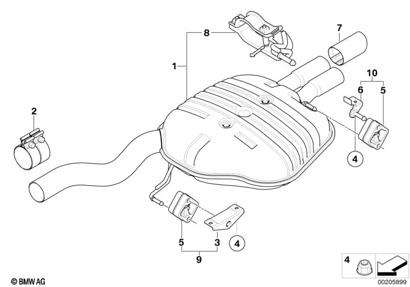 Exhaust system, rear