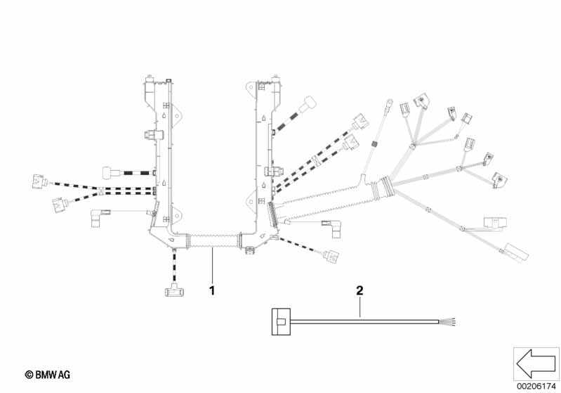 Engine wiring harness, engine module