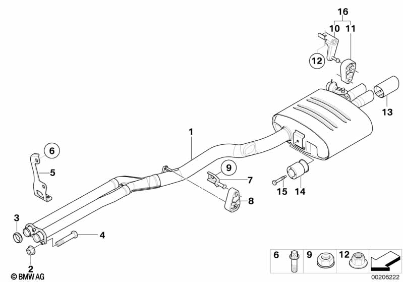 Exhaust system, rear