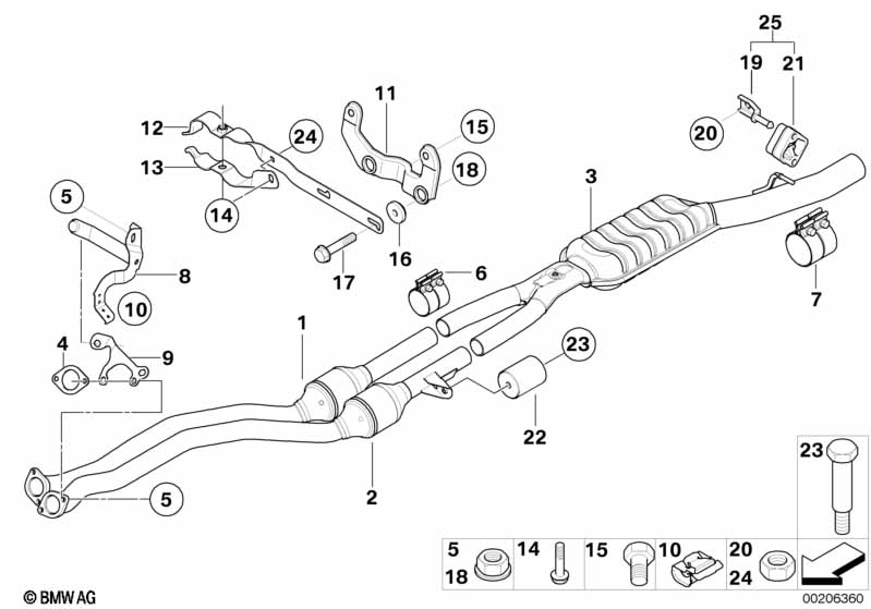 Catalytic converter/front silencer