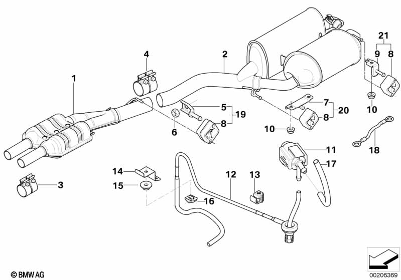 Exhaust system, rear