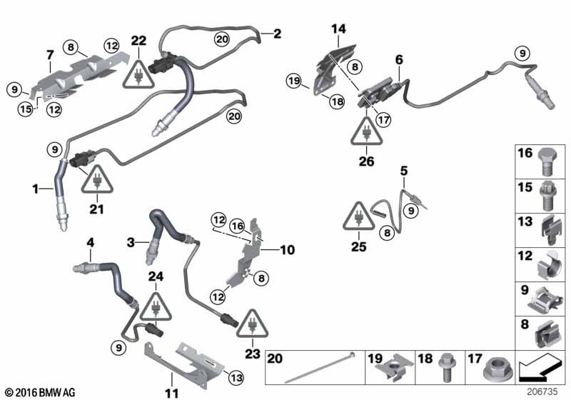 Genuine BMW 11787567909 E64 F10 E91 Temperature Sensor, Exhaust L=260 (Inc. 325i, 630i & 528i) | ML Performance UK Car Parts