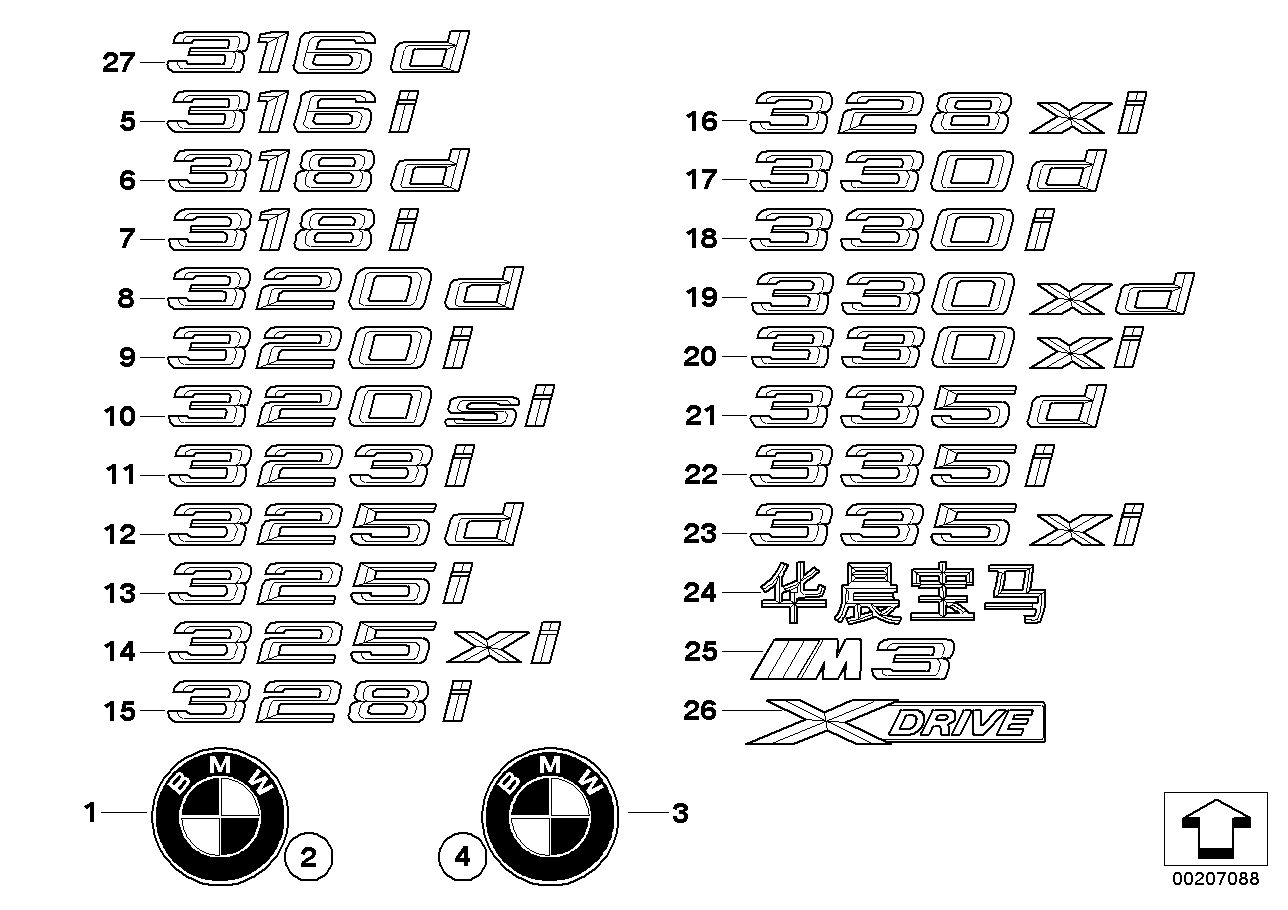 Genuine BMW 51147074717 E90 Emblem Adhered Rear - 323I - (Inc. 323i) | ML Performance UK Car Parts