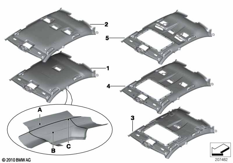 Individual moulded headliner, Alcantara