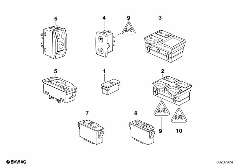 Genuine BMW 61311379076 E32 E34 Switch Window Lifter (Inc. 750iL, 735iL & M5 3.6) | ML Performance UK Car Parts