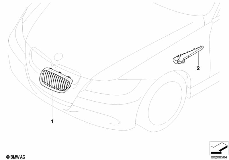Genuine BMW 51137981106 E90 Grille, Side Panel, Front, Right SCHWARZCHROM (Inc. M3) | ML Performance EU Car Parts