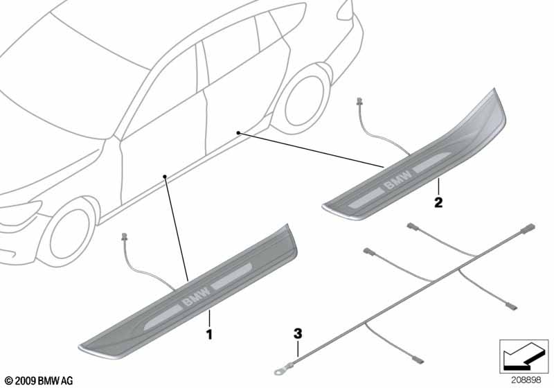 Genuine BMW 51477193475 Cover, Door Sill, Lighted, Rear Left BMW (Inc. 530dX, 535iX & 550iX 4.0) | ML Performance UK Car Parts