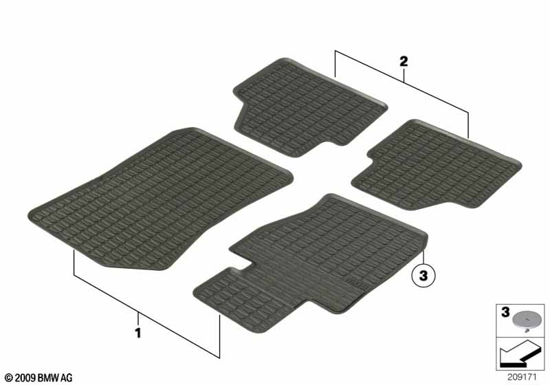 Genuine BMW 51472336798 E84 Floor Mats, All-Weather, Front S-DRIVE LHD (Inc. X1 16d, X1 20d & X1 20i) | ML Performance EU Car Parts