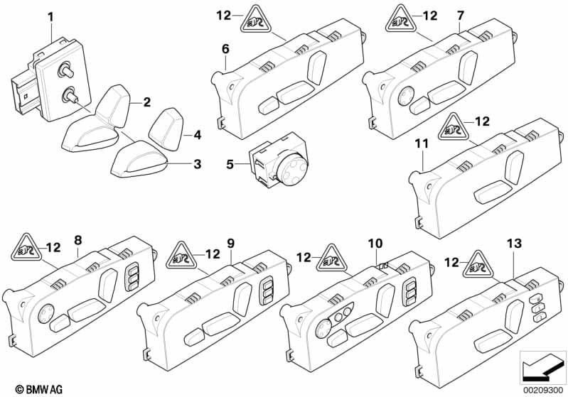 Seat adjustment switch, front