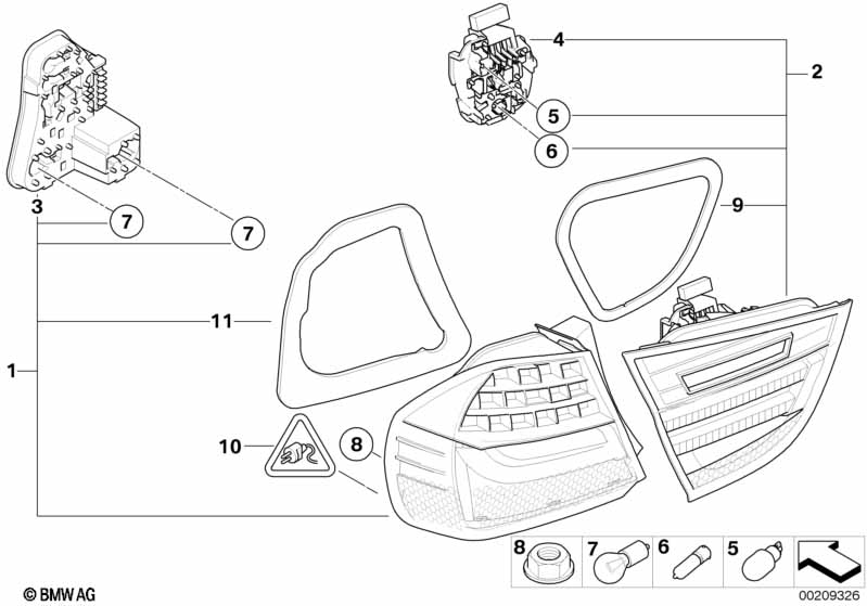 Genuine BMW 63217211214 E90 Bulb Socket, Rear Light Side Panel,Right (Inc. 320i, 316d & 325xi) | ML Performance UK Car Parts