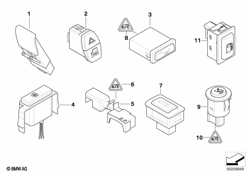 Genuine BMW 61316949309 E71 E70 E72 Switch For Glovebox Lock (Inc. X5) | ML Performance UK Car Parts
