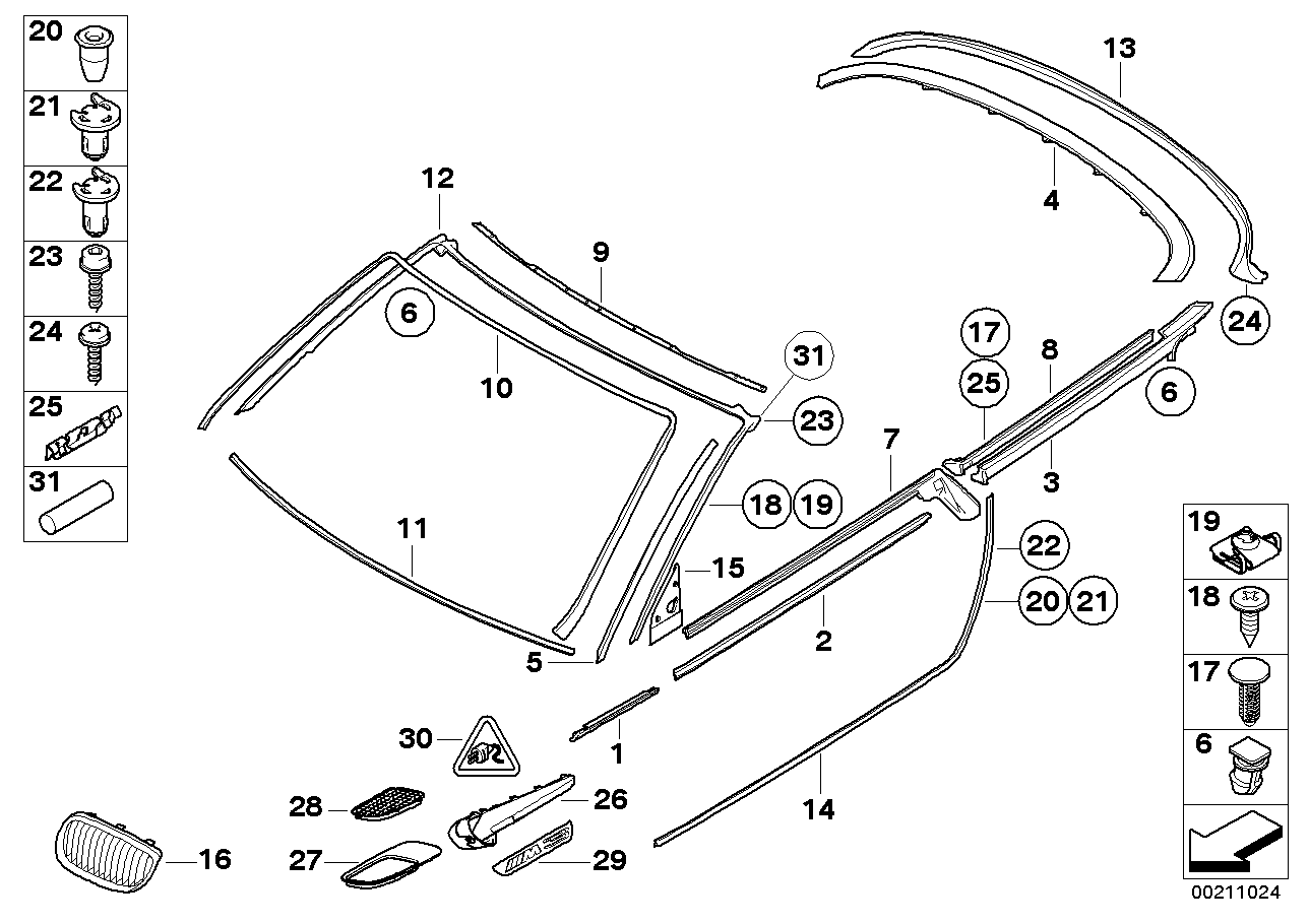 Genuine BMW 51768036667 E93 Strip, Column A Left GLANZSCHWARZ (Inc. 320i, 318i & 323i) | ML Performance UK Car Parts