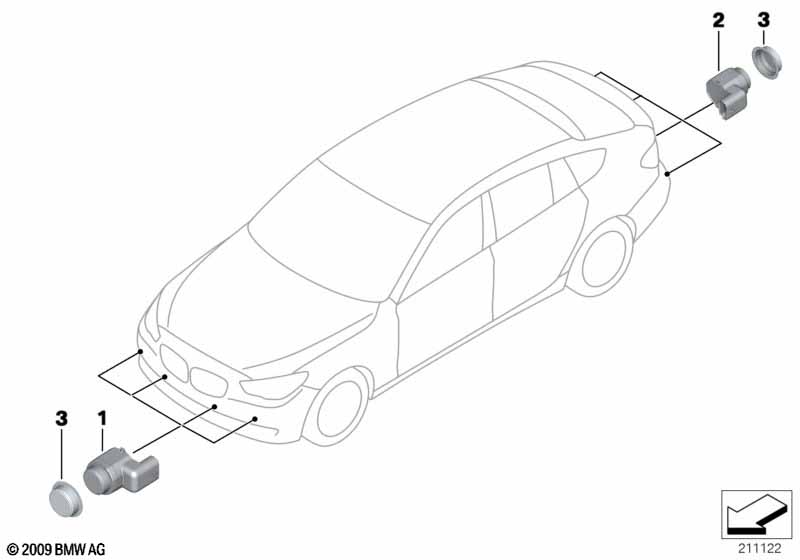 Genuine BMW 66202184214 F07 Ultrasonic Sensor, Color Code only for Individual and special colors (Inc. 530d, 535iX & 550iX 4.4) | Duco Car Parts UK Car Parts