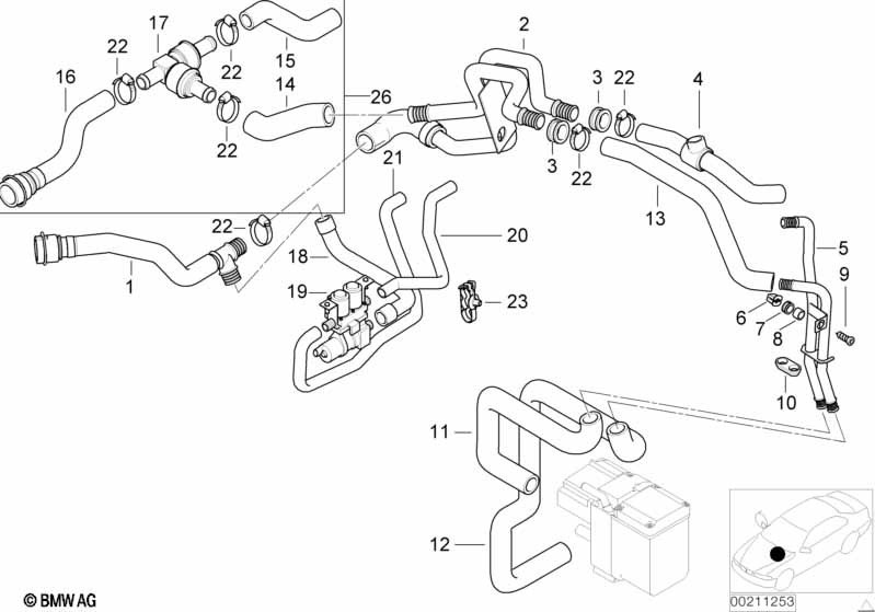 Hoses f pump and valve/autom.air cond.