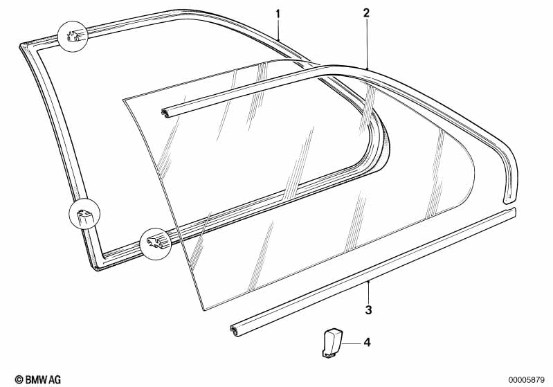 Side window, fixed position