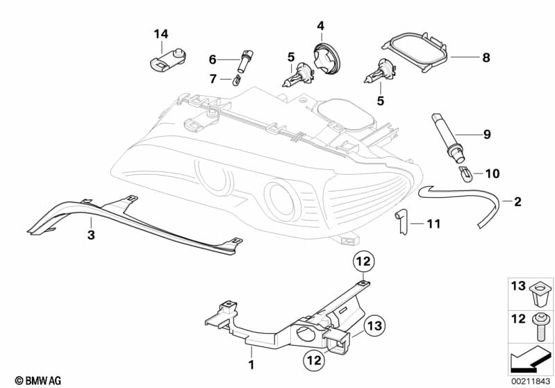 Single components for headlight