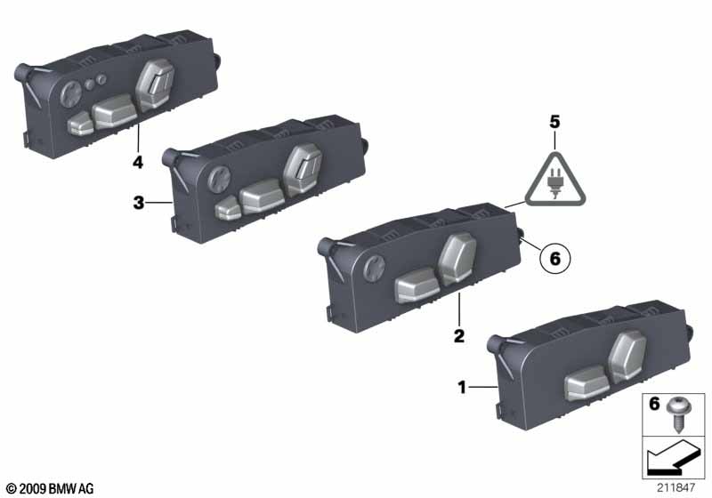 Seat adjustment switch, front