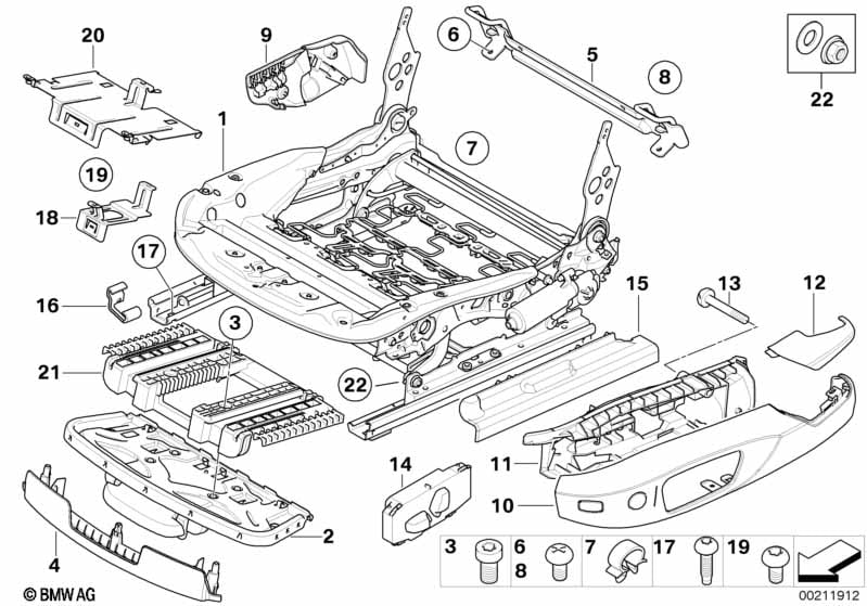 Front seat rail electrical/single parts