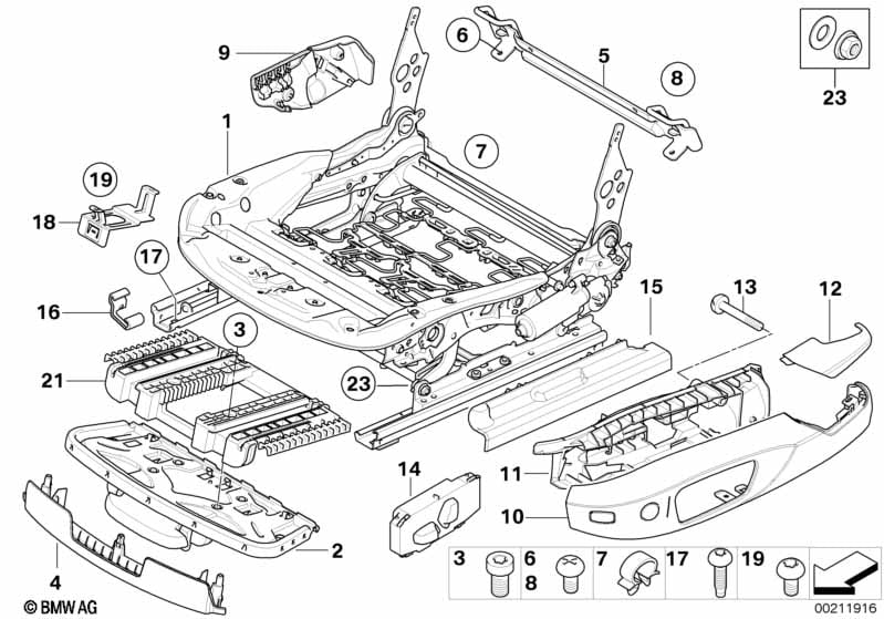 Front seat rail electrical/single parts