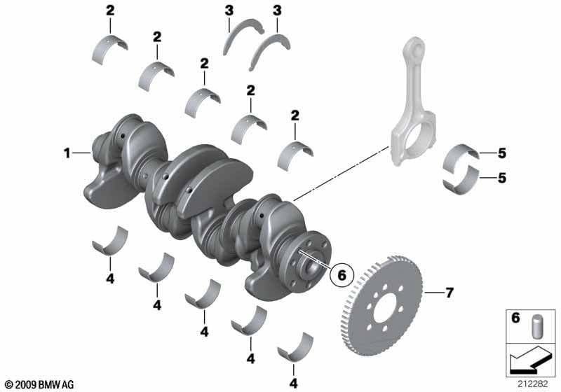 Crankshaft with bearing shells