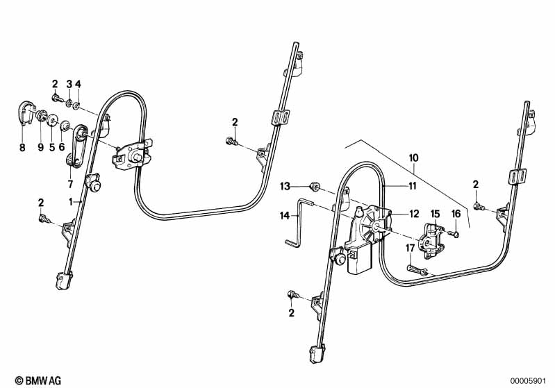 Door window lifting mechanism front