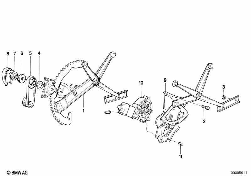 Door window lifting mechanism front