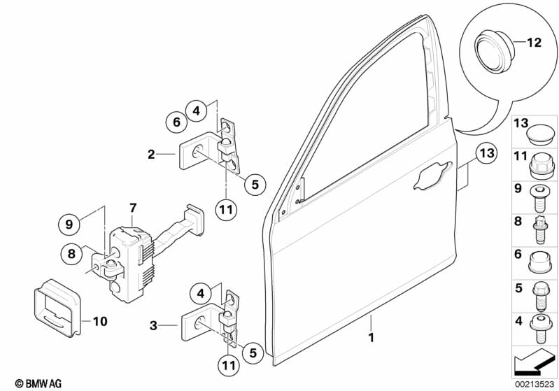 Front door-hinge/door brake