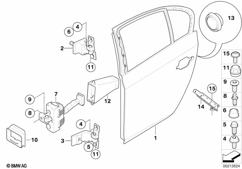 Rear door - hinge/door brake