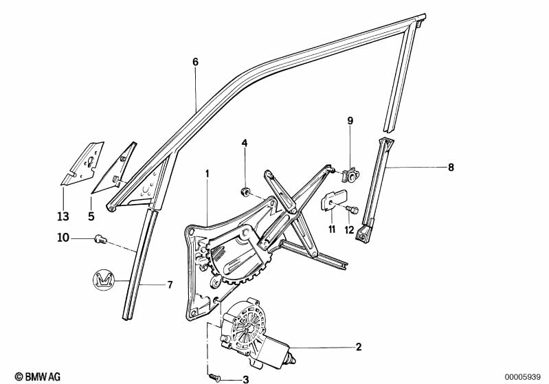 Door window lifting mechanism front