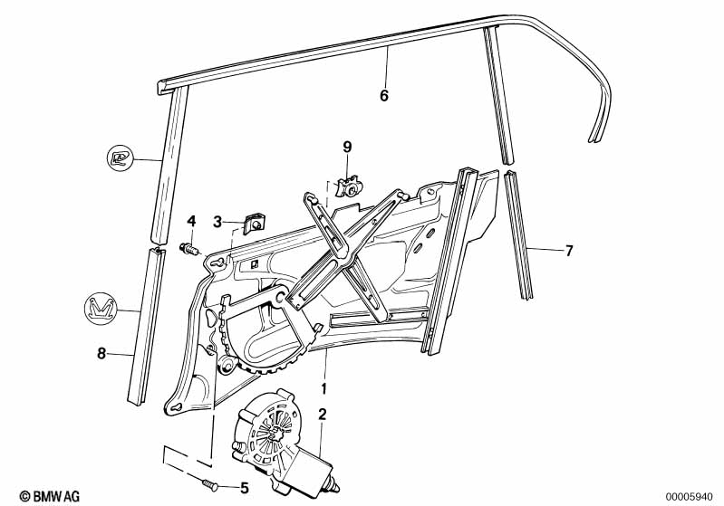 Door window lifting mechanism rear