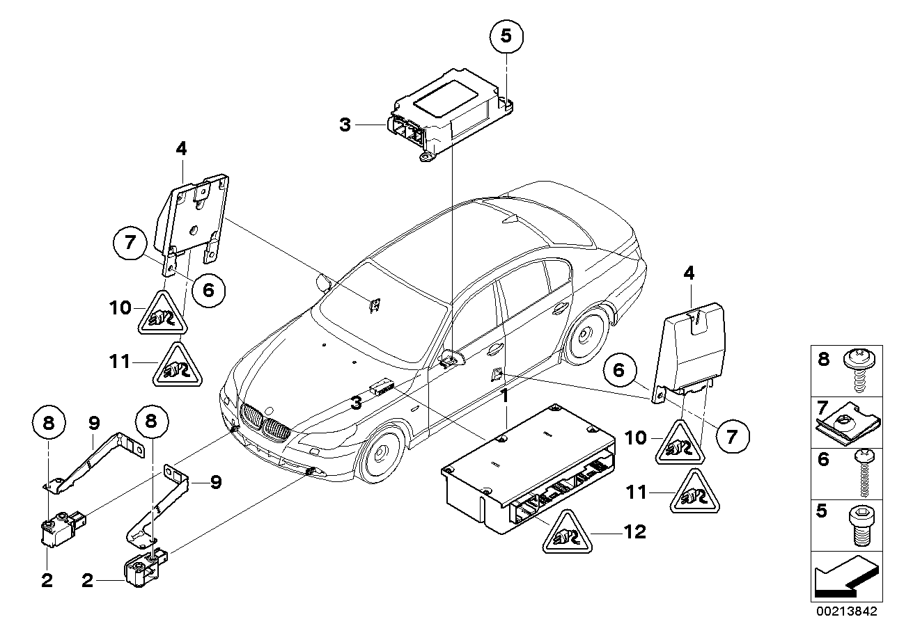 Genuine BMW 65776974364 E60 E63 E61 Sensor, B-Pillar Left (Inc. 525i, 525d & M5) | ML Performance UK Car Parts