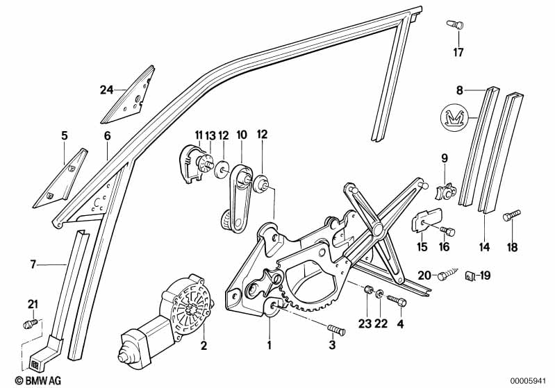 Door window lifting mechanism front