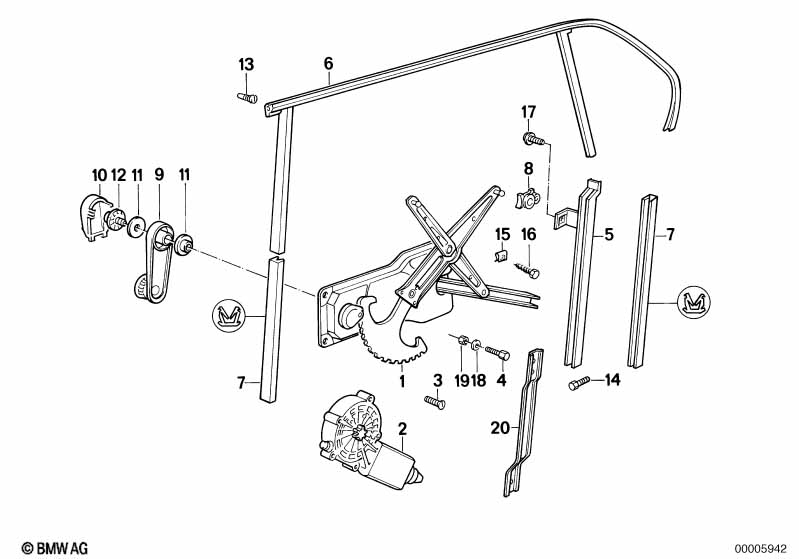 Genuine BMW 51341944063 E34 Window Lifter Rear Left (Inc. 525ix, 525tds & 518g) | ML Performance UK Car Parts