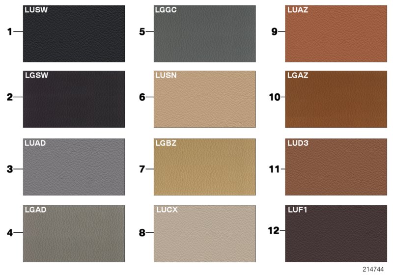 Leather Colors Chart