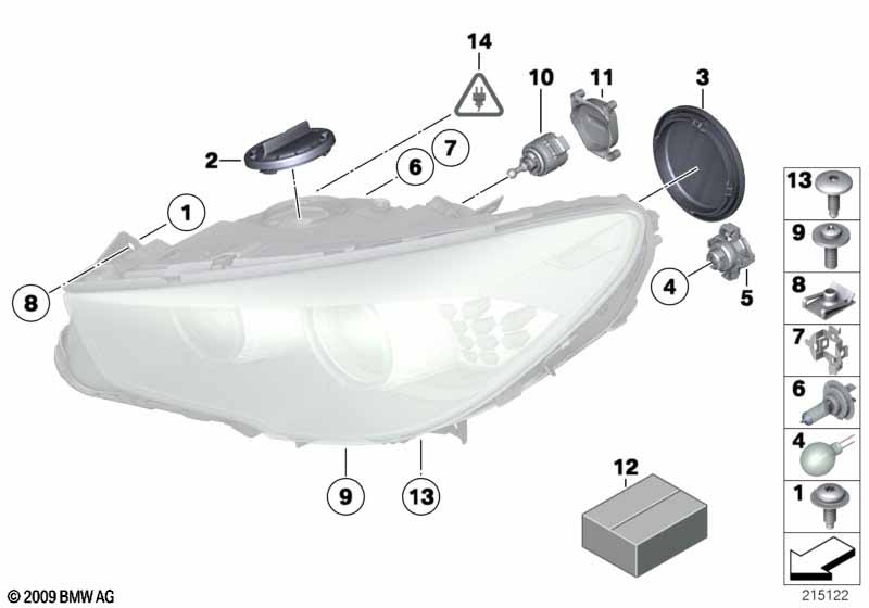 Single components for headlight