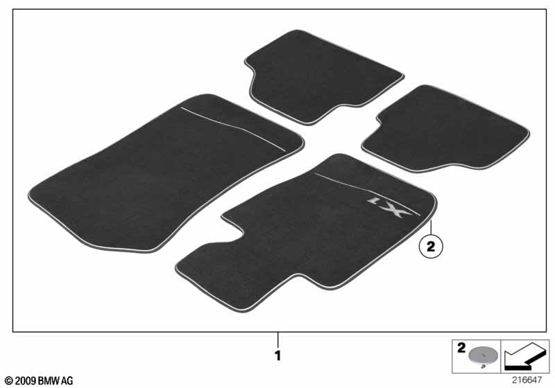 Genuine BMW 51472240928 E84 Set Of Floormats, Textile, Sdrive ANTHRAZIT LHD (Inc. X1 28i, X1 20d & X1 18d) | ML Performance UK Car Parts