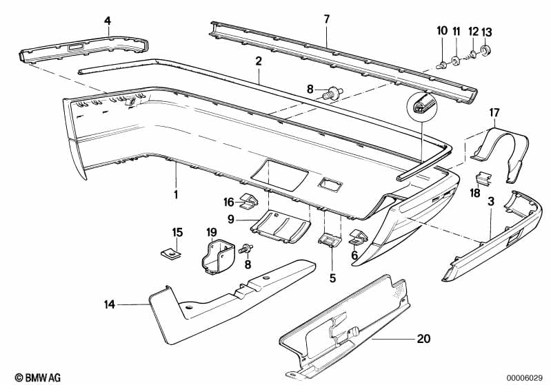 Bumper trim panel, rear