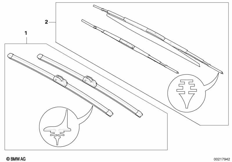 Set, wiper blades flat/articulated blade