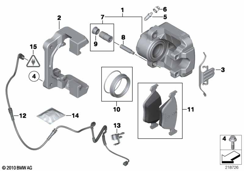 Front brake pad wear sensor