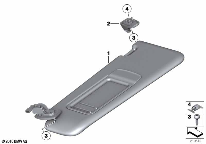 Genuine BMW 51167248857 Left Sun Visor OYSTER (Inc. Hybrid 5, 550i & 535iX) | ML Performance UK Car Parts