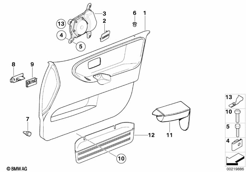 Door trim panel, front / side airbag