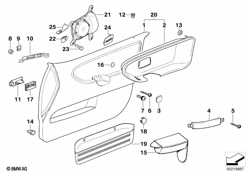 Door trim panel, front