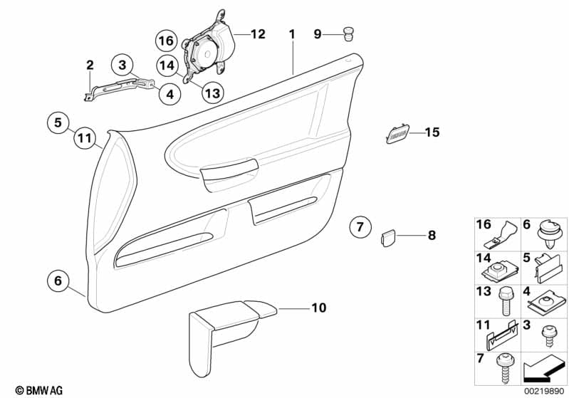 Door trim panel, front