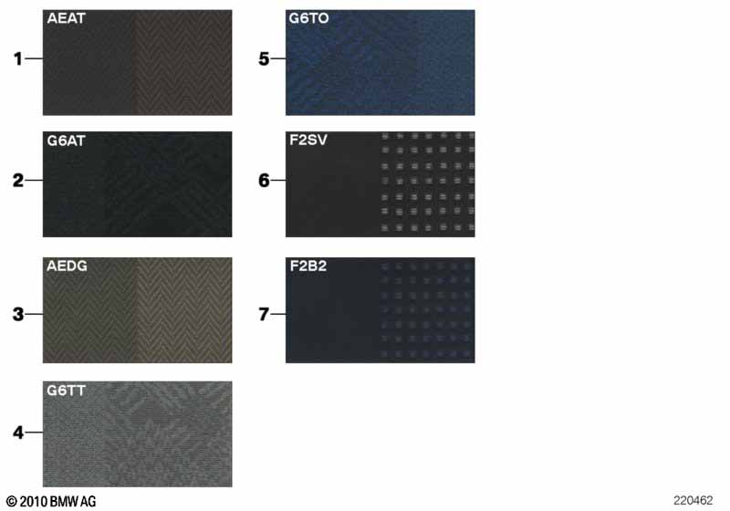 Sample page, upholstery colors, fabric